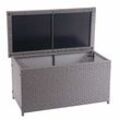 Poly-Rattan Kissenbox HHG 570, Gartentruhe Auflagenbox Truhe Basic grau, 51x100x50cm 170l - grey