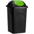 Mülleimer mit Schwingdeckel 60L Abfalleimer Geruchsarm Küche Bad Biomüll Gelber Sack Kunststoff Mülltrennung schwarz/grün - Stefanplast