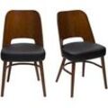 Vintage-Stühle Walnussoptik und schwarze Sitzfläche (2er-Set) EDITO