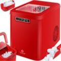 Eiswürfelbereiter Eiswürfelmaschine Edelstahl Ice Maker 12 kg 24 h Zubereitung in 7 min 2.2 Liter Wassertank 2 Eiswürfel-Größen Rot - Rot - Kesser