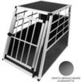 Auto Hundetransportbox große Einzelbox Hundebox Transportbox Gitterbox Fahrzeugbox Kofferraumbox Katzen Hunde Aluminium Trapez - Schwarz