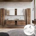 Badezimmermöbel Set in Vintage Oak Eiche PUEBLA-56 Doppel-Waschtisch mit 2 Keramik-Waschbecken, 2 LED-Spiegelschränke & 2 Hochschränke b/h/t
