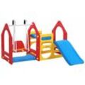 Littletom - Kinder Spielhaus mit Rutsche Schaukel 155x135cm Spiel-Turm Kletter-Haus Kunststoff Kinderspielhaus - bunt