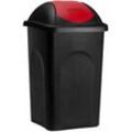 Mülleimer mit Schwingdeckel 60L Abfalleimer Geruchsarm Küche Bad Biomüll Gelber Sack Kunststoff Mülltrennung schwarz/rot - Stefanplast