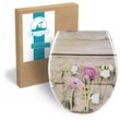 Calmwaters - wc Sitz Blumen-Motiv Wild Flower mit doppelter Absenkautomatik, antibakteriell, abnehmbar, Duroplast Toilettensitz, Schnell-Befestigung,