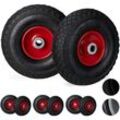 8 x Sackkarrenrad 3.00-4 im Set, luftbereift, bis 100 kg, 260 x 85 mm, Ersatzrad mit Stahlfelge, Luftrad, schwarz-rot