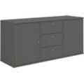 Hammel Furniture Sideboard Mistral, Hochwertig Schrank, hängend/stehend montierbar, mit Türen und Schubladen, B: 133 cm, anpassungsbar Designmöbel, grau