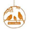 Rost-Ring "Willkommen" mit Vögeln aus Metall, 27 cm Ø