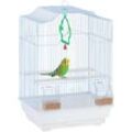 Relaxdays - Vogelkäfig mit Zubehör, HxBxT: 49,5 x 35 x 32 cm, Käfig für Wellensittiche & Kanarienvögel, hellblau/weiß