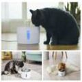 Trinkbrunnen für Katze und Hunde, Stiller Katzen Wasserspender Wasserbrunnen mit LED , mit austauschbarem Filter- 2,4L