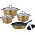 GSW Topf-Set Gourmet Premium Color, Aluminiumguss (Set, 9-tlg., je 1 Kochtopf 16/20/24 cm, 1 Bratpfanne 24 cm), Induktion, goldfarben