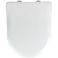 WC-Sitz Exclusive Nr. 5, aus antibakteriellem Duroplast, mit Absenkautomatik, Weiß, Duroplast weiß , Edelstahl rostfrei silber matt - weiß - Wenko