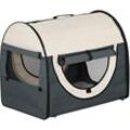 Hundebox faltbare Hundetransportbox Haustierrucksack mit Kissen Reisetasche Transportbox für Tier wasserdicht Oxfordstoff Dunkelgrau 70 x 51 x 59 cm
