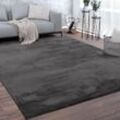 Teppich, Kurzflor-Teppich Für Wohnzimmer, Super Soft, Weich, Waschbar, In Dunkel Grau 80x300 cm - Paco Home