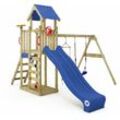 Spielturm Klettergerüst MultiFlyer Light, Schaukel & Rutsche, Outdoor Kinder Kletterturm mit Sandkasten, Leiter & Spiel-Zubehör für den Garten - blau
