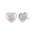 Herzengel Paar Ohrstecker Herz mit Katze, HEE-CAT-HEART, mit Emaille, rosa|schwarz|silberfarben