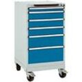 Manuflex Mobil Schubfachschrank BASETEC Hellgrau, Brillantblau 500 x 580 x 960 mm