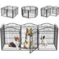Bingopaw - Welpenlaufstall aus Metall, 8-teilig Freigehege mit Tür, Welpengitter Tierlaufstall für Hunde Hasen Kleintiere 190x63x80 cm