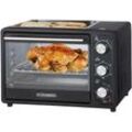 Steinborg - 3 in 1 Mini-Backofen mit Grillplatte 20 Liter Pizzaofen Backofen mit Umluft 1300 w - Schwarz