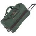 travelite Reisetasche Basics, 55 cm, dunkelgrün, Duffle Bag Sporttasche mit Trolleyfunktion und Volumenerweiterung, grün