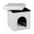 relaxdays Sitzhocker mit Hundebox weiß 38,0 x 38,0 x 38,0 cm