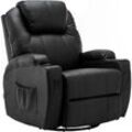 M Mcombo Massagesessel Fernsehsessel Relaxsessel 7020, mit Heizung, Dreh 360° Schaukel, manuell verstellbar (Schwarz-Kunstleder) - Schwarz