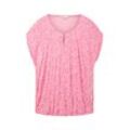 Große Größen: Gecrinkeltes Shirt mit Minimalprint, gekräuselter Saum, pink bedruckt, Gr.52