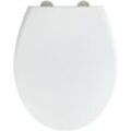 Wenko - Premium WC-Sitz Ikaria Weiß matt, aus antibakteriellem Duroplast, mit Absenkautomatik, Weiß, Duroplast weiß , Edelstahl rostfrei silber matt