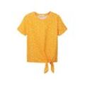 TOM TAILOR DENIM Damen T-Shirt mit Knotendetail, orange, Print, Gr. S