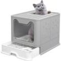 Katzenklo mit Deckel katzentoilette Faltbarer Geschlossener Mülleimer mit Abdeckung, Schublade und Streuschaufel 41×51×38cm