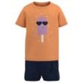 name it - T-Shirt NMFJOELEAN mit Shorts in mock orange, Gr.92