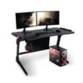 Elite Gaming-Tisch ROCKSOLID, Gamer-Schreibtisch, Carbon, LED-Beleuchtung, Kabel- und Headset-Halter (Schwarz)