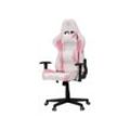 ELITE Gaming-Stuhl DESTINY, Rücken- und Nackenkissen, Wippmechanik, bis 170kg, Sitzhöhe 45-55, MG200 (Weiß/Pink)