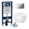 Geberit WC-Pack Geberit Duofix Vorwandelement UP320 + Roca WC ohne Spülrand + WC-Sitz Soft Close + Sigma01 Betätigungsplatte
