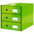 LEITZ Schubladenbox Click & Store grün 6048-00-54, DIN A4 mit 3 Schubladen