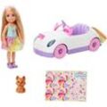 Mattel GXT41 Barbie Chelsea Puppe Spiel-Set inkl. Auto, Regenbogen-Einhorn Zub