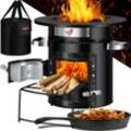 Kesser - Raketenofen Inkl. Grillpfanne aus Gusseisen mit Tragetasche Dutch Oven bbq Rakete Holzofen Camping Campingkocher Campinggrill Edelstahl