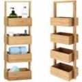 Casaria - Badregal Standregal Bambus 4 Ablagen 88x16x28 cm Holz Küchenregal Korbregal Bad Badezimmer Küche Regal Schmal