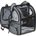 Fudajo - Ausziehbarer Haustier Rucksack bis 6kg Hunderucksack mit Netz und Fenstern Katzenrucksack - grau