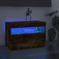 Maisonchic - 2er Set TV-Schränke TV-Lowboards für Wohnzimmer TV-Möbel mit LED-Leuchten Räuchereiche 60x35x40 cm DE36153