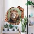 3D Wandtattoo Wohnzimmer van Duijn Safari Tier Fotografie Wilder Löwe Afrika Mauerdurchbruch selbstklebend 60x57cm - braun