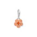 Charm-Anhänger Blume mit orangenem Stein Silber