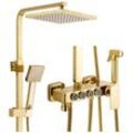 Duschsystem Gold Regendusche Wandhalterung Brausegarnitur, Duschset mit 22 cm 22 cm Duschkopf, Handbrause, Badewannenarmatur, Bidet Handbrause