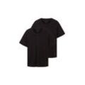 TOM TAILOR Herren Basic T-Shirt im Doppelpack mit V-Ausschnitt, schwarz, Uni, Gr. XL