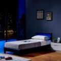 Led Bett astro - Schwarz, 90 x 200 cm - inkl. Lattenrost i Polsterbett Design Bett inkl. Beleuchtung - Home Deluxe