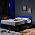 Led Bett nube - Schwarz, 140 x 200 cm - inkl. Lattenrost und Schubladen i Polsterbett Design Bett inkl. Beleuchtung - Home Deluxe