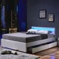 Led Bett nube mit Schubladen 140 x 200 - weiß i Polsterbett, Bett, inkl. Lattenrost - Home Deluxe
