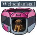 Petigi Freigehege Welpenauslauf faltbar Pink Welpenlaufstall Tierlaufstall 8eckig 115 cm