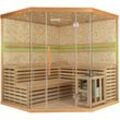 Home Deluxe - Traditionelle Sauna - Skyline xl Big Kunststeinwand - 200 x 200 x 210 cm, für 2-6 Personen, Hemlocktanne, inkl. Saunazubehör i
