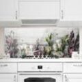 Micasia - Spritzschutz Glas - Tulpen-Rose Shabby Holzoptik - Panorama Quer Größe HxB: 50cm x 125cm